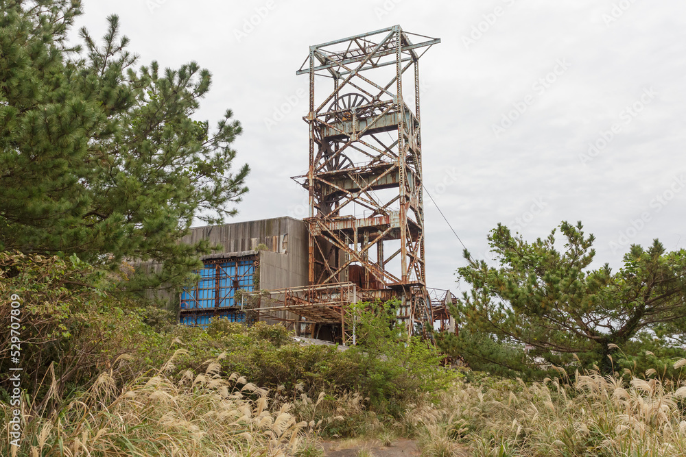 Headframe of old closed coal mine.