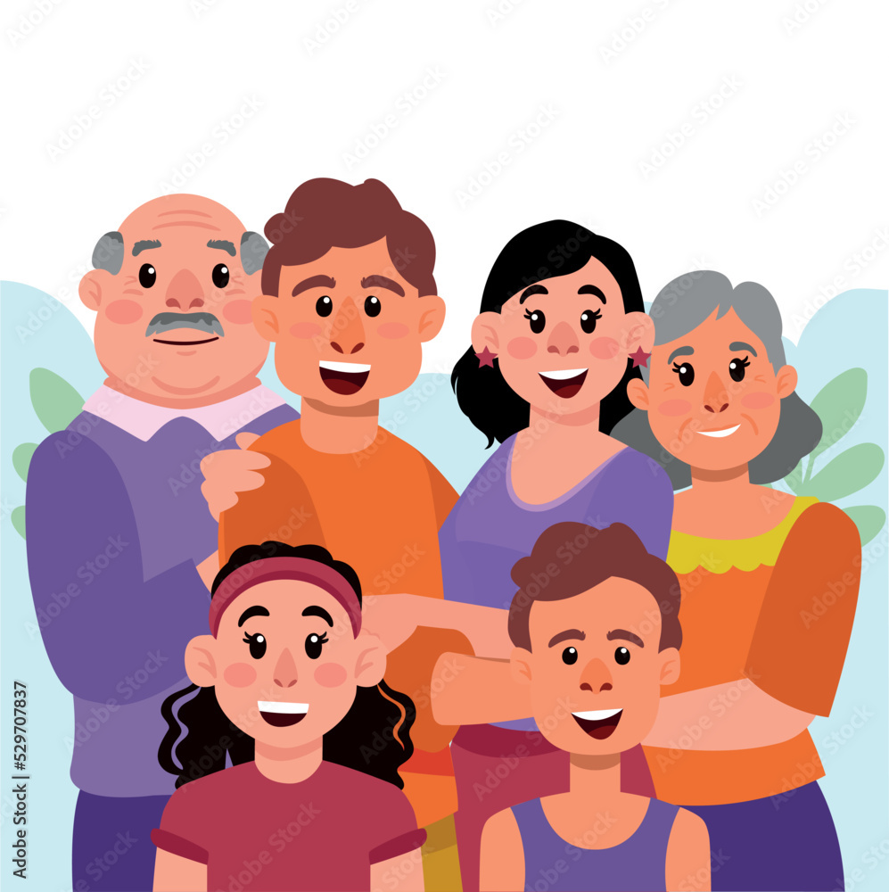 Illustration of happy family on color background Illustration of happy family on color background