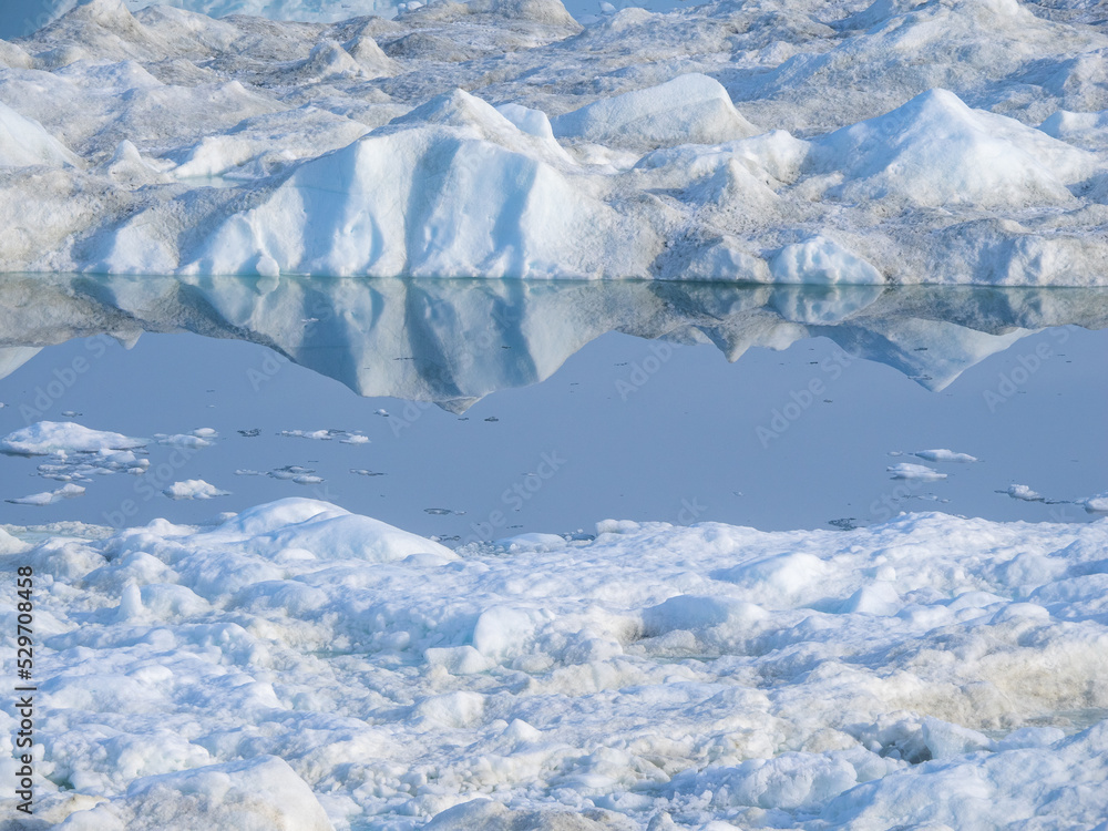 Awe-inspiring icy landscapes at the mouth of the Icefjord glacier (Sermeq Kujalleq), one of the fastest and most active glaciers in the world. A UNESCO world heritage site, Ilulissat, Greenland
Awe-inspiring icy landscapes at the mouth of the Icefjord glacier (Sermeq Kujalleq), one of the fastest and most active glaciers in the world. A UNESCO world heritage site, Ilulissat, Greenland