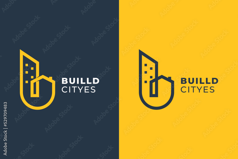 Building Line Letter B logo design Building Line Letter B logo design