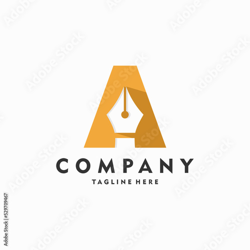 A pen logo in letter A concept