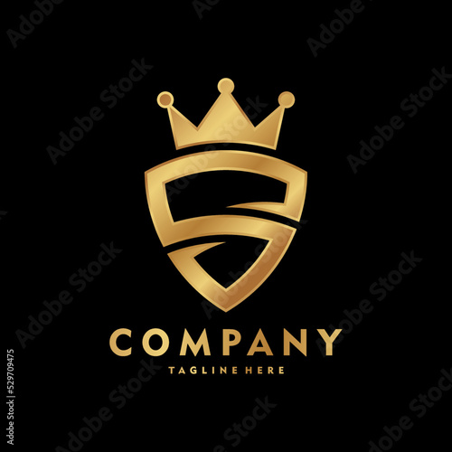 Crown Shield Logo in Golden color on Black Background