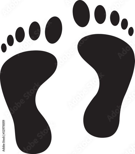 Two footprints. Human footprint icon. silhouette of footprints. footsteps icon or sign for print. Baby feet clean black icon. feet flat design.