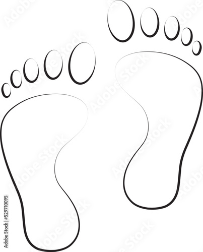 Two footprints. Human footprint icon. silhouette of footprints. footsteps icon or sign for print. Baby feet clean black icon. feet flat design.