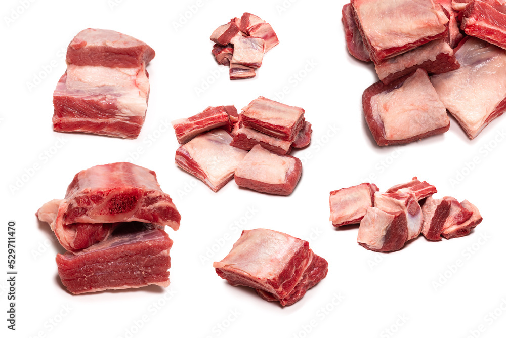 Raw beef ribs isolated on white background. Raw beef ribs isolated on white background.