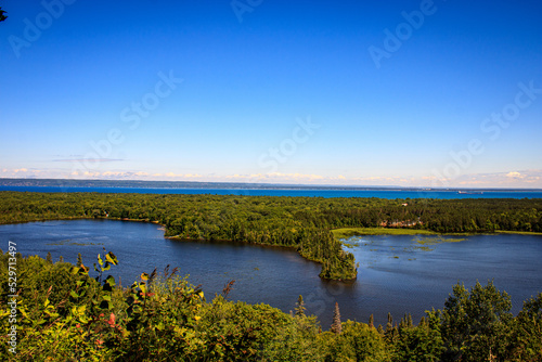 overlook of a lake in the forest