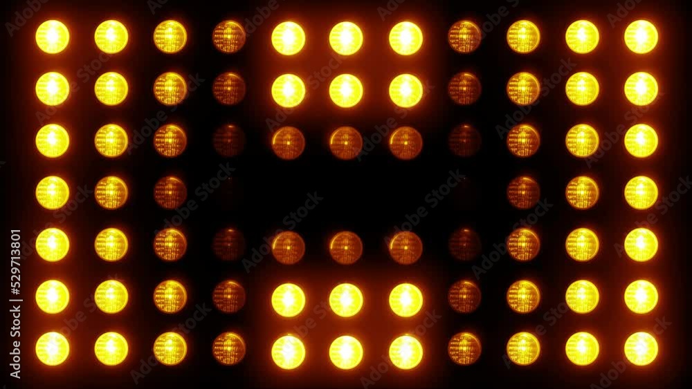 flashing Led wall light. Animation of flashing light bulbs on led wall or projectors for stage
