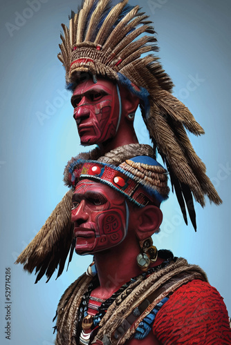 Photos Two colorful shamans in national clothes