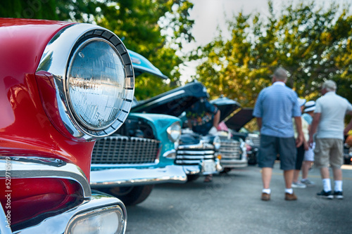 Fototapeta Vintage American cars on display at classic car show
