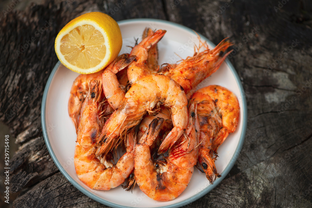 large shrimp cooked on the grill large shrimp cooked on the grill