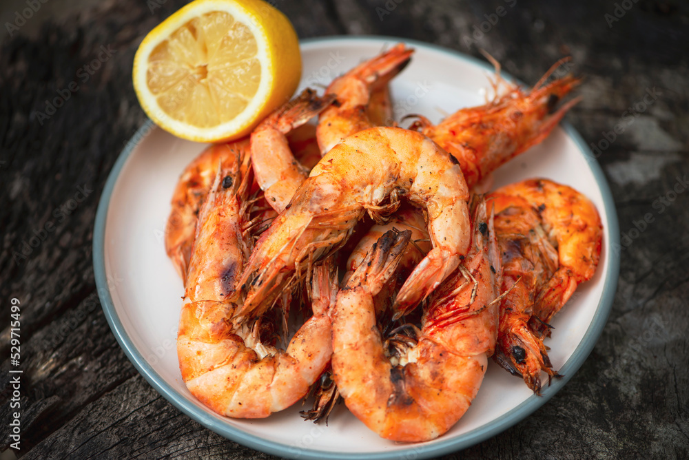 large shrimp cooked on the grill large shrimp cooked on the grill