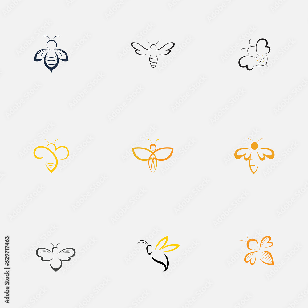 nature Bee honey logo vector icon illustration design template Stock ...