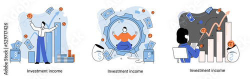 Investment, saving money and finance growth business concept metaphor. Analyzes charts and indicators of income growth. Investment income from securities and other non-commercial investments dividends