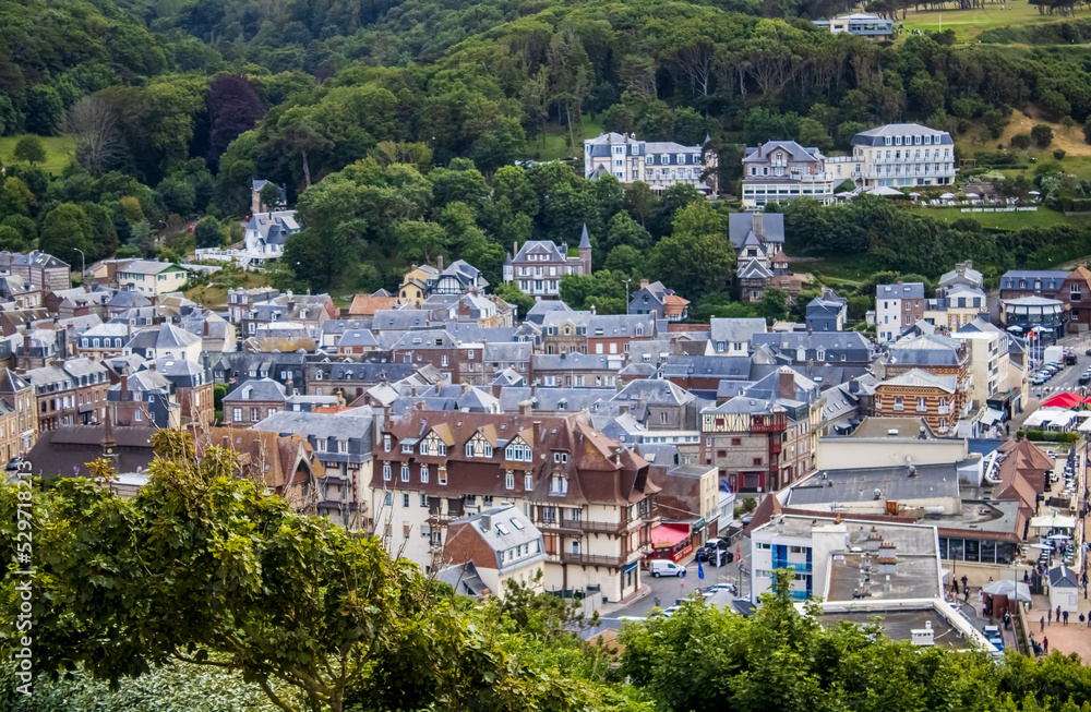 Fototapeta premium Village of Etretat in France from above.