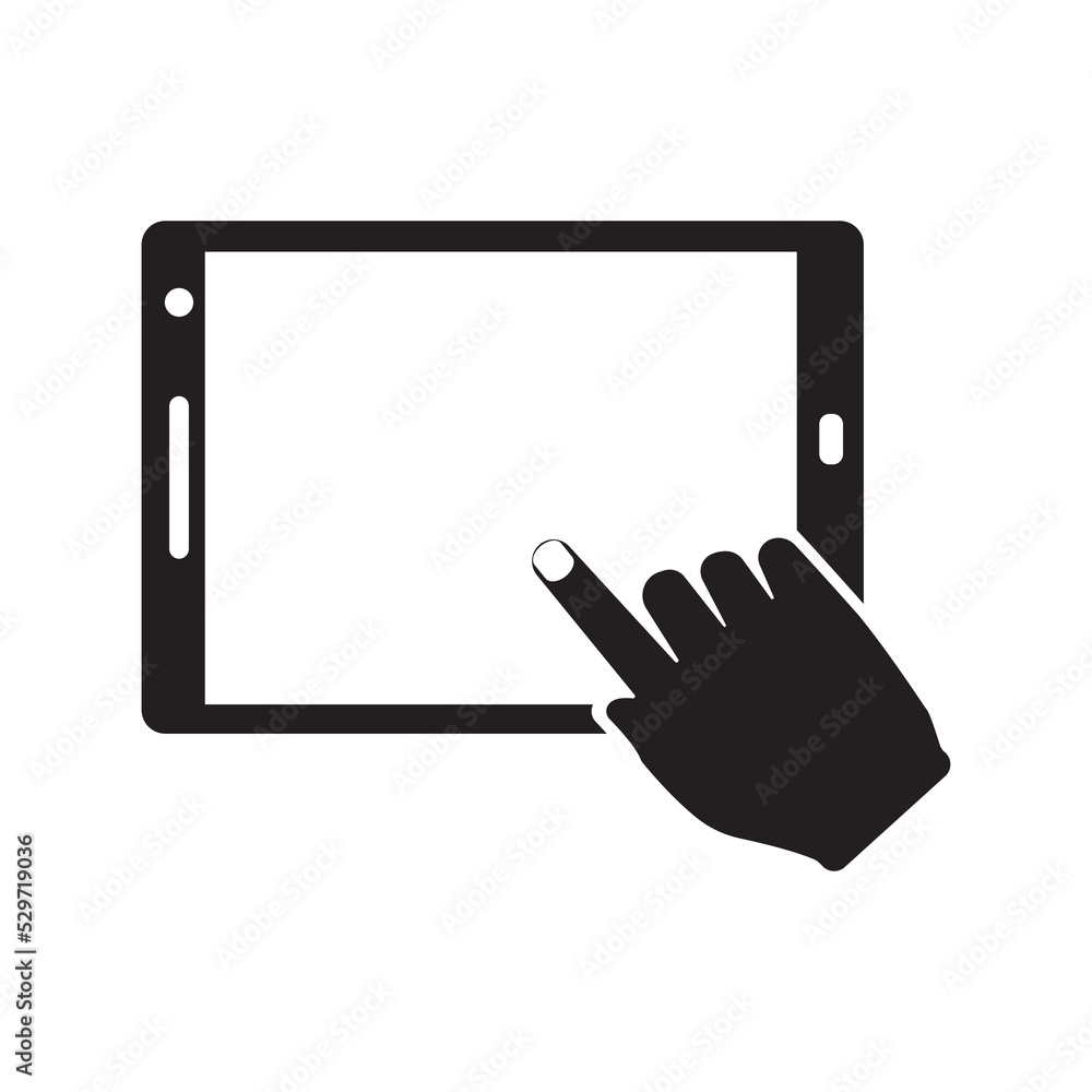 Hand finger iPad tablet icon | Black Vector illustration | Hand finger iPad tablet icon | Black Vector illustration |