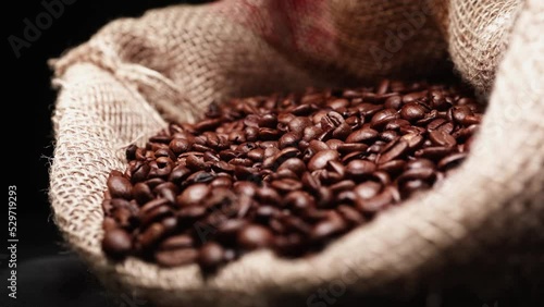 bag full of coffee beans with photo