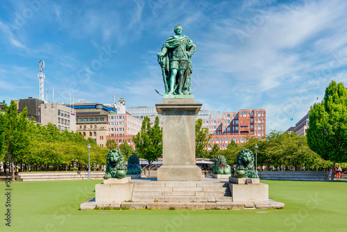 Photography Statue of King Carl XIII mediating King's Garden, Kungstradgarden, or Kungsan, a