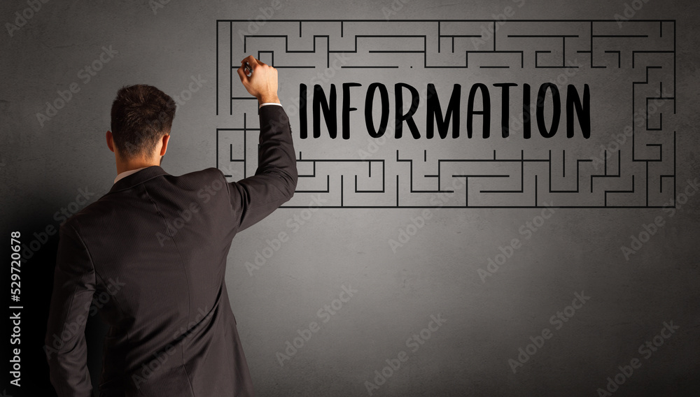 businessman drawing maze concept businessman drawing maze concept