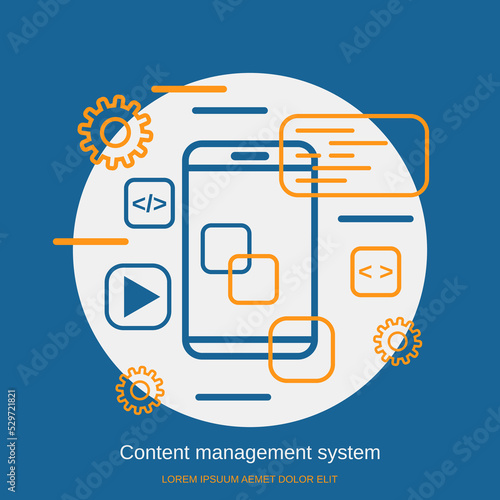 Content management system, web application development, website interface design flat design style vector concept illustration