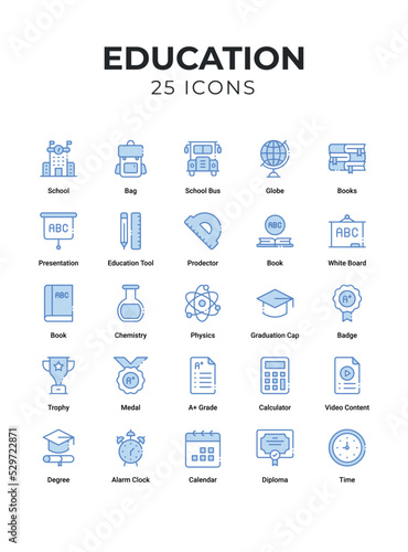 Education icons set. icons include search, translator, growth, lecture, study, tools, library, eBook, homework, with elements for mobile concepts and web apps.
