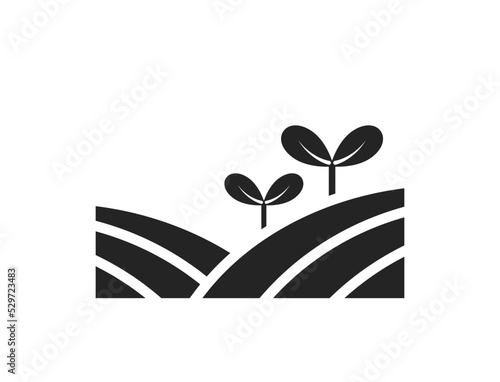 field and sprouts icon. farming and agriculture symbol. isolated vector image