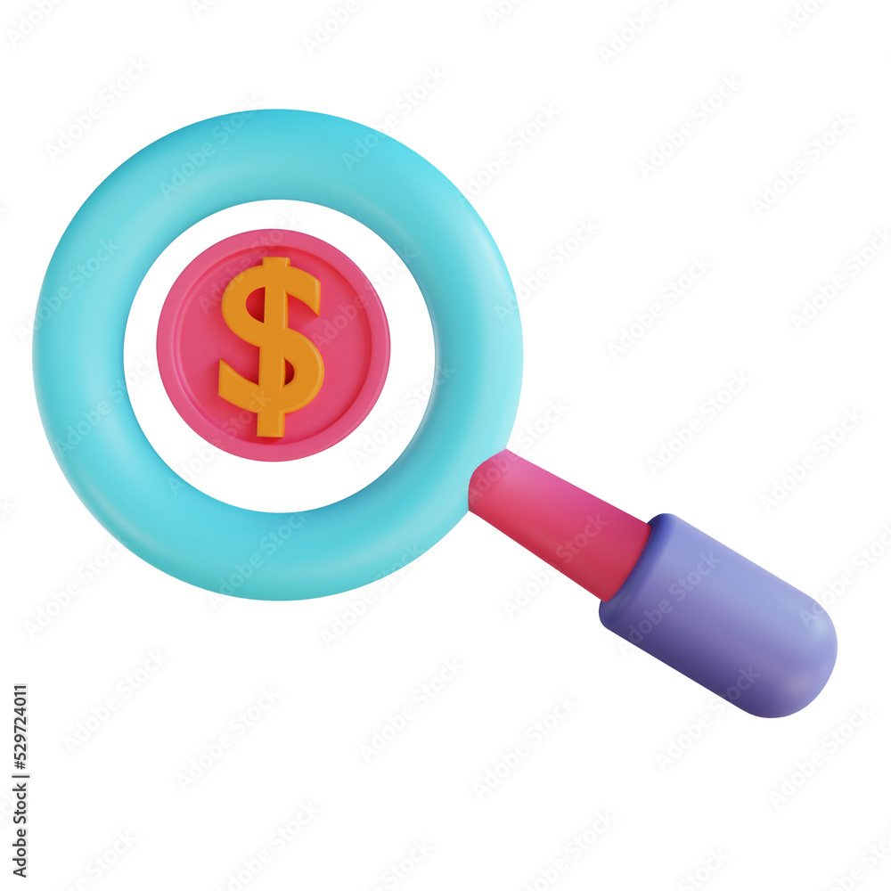 3D illustration search funding suitable for business and finance 3D illustration search funding suitable for business and finance