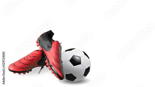 red soccer ball on white background