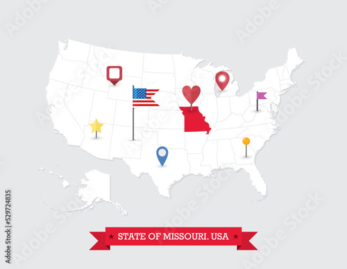 Missouri State map highlighted on USA map