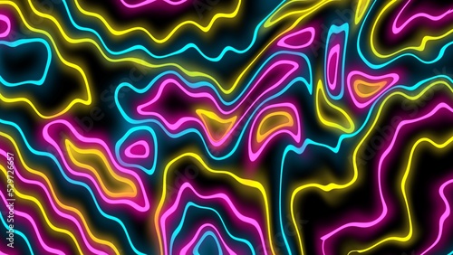 Dark colorful topographic backgrounds and textures with abstract art creations, random glowing line background 