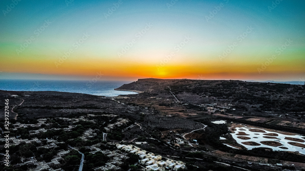 sunset over the sea, Mellieha, Malta 