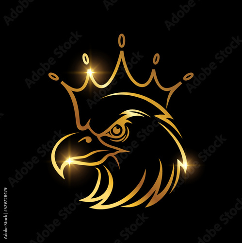 golden eagle head with crown
