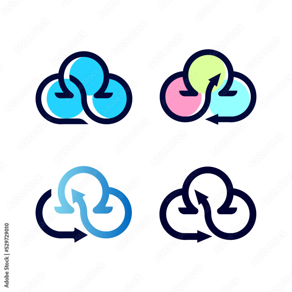 Set of omega cloud logo illustration design for your company or business with modern and minimalist style Set of omega cloud logo illustration design for your company or business with modern and minimalist style