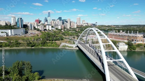 Aerial crossing the North Saskatchewan River in Edmonton Alberta
