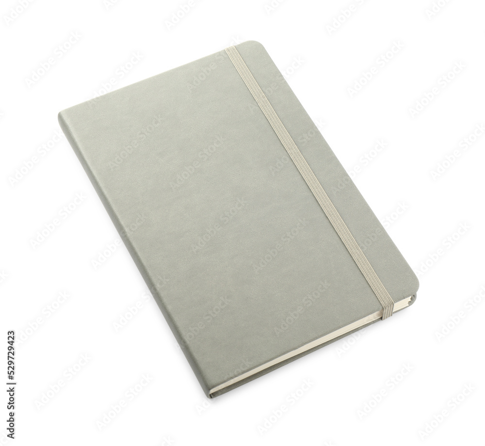 Closed grey office notebook isolated on white Closed grey office notebook isolated on white