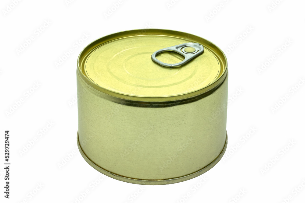 Tin can on a white background, close-up, isolate. Tin can on a white background, close-up, isolate.