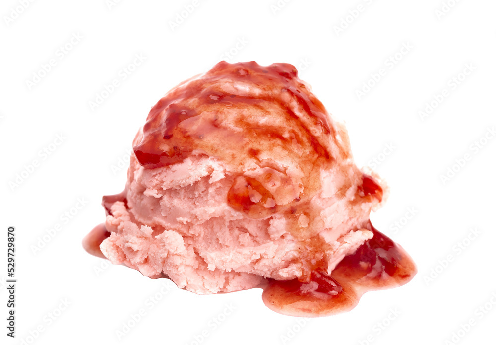 Scoop of Strawberry Ice Cream with Strawberry Sauce Scoop of Strawberry Ice Cream with Strawberry Sauce