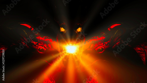 3d illustration of red dragon breathing fire