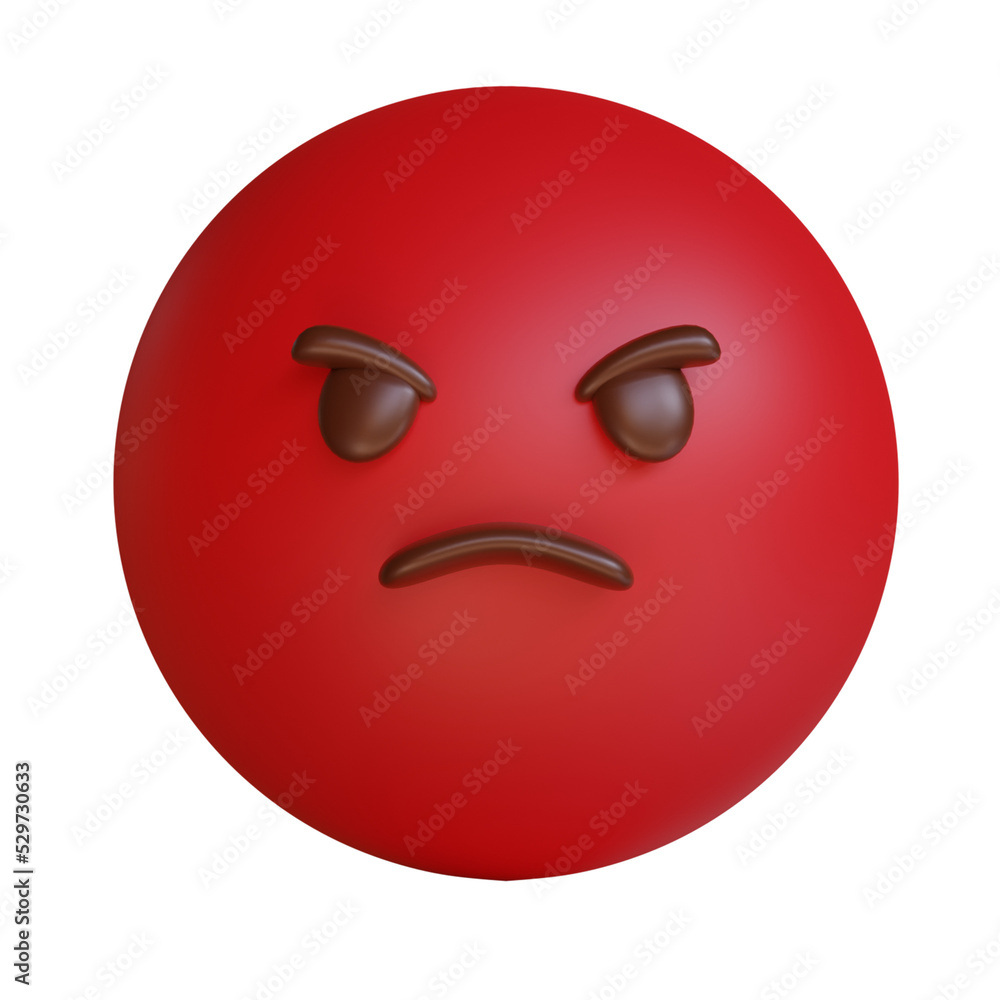 3d render red emoji angry face emoticon icon 3d render red emoji angry face emoticon icon