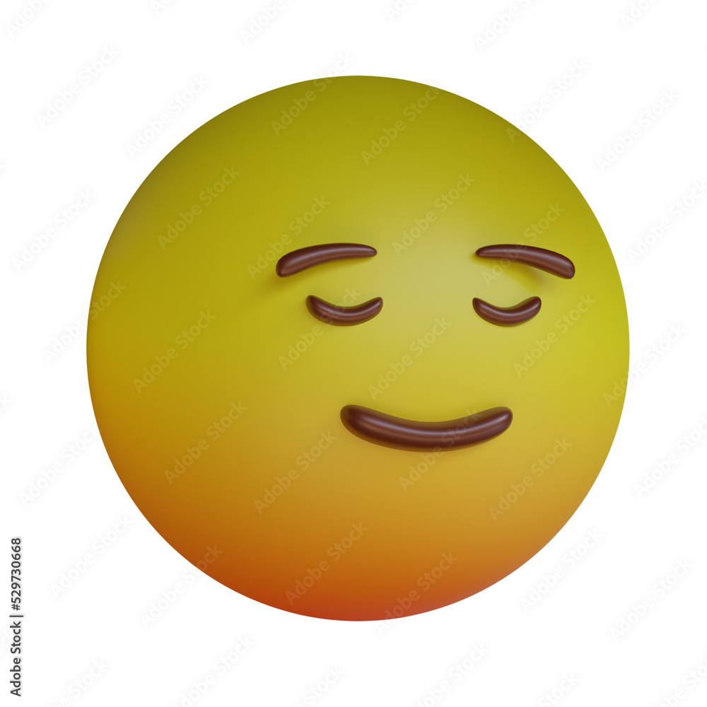 3d render yellow emoji smile with close eye emoticon icon 3d render yellow emoji smile with close eye emoticon icon