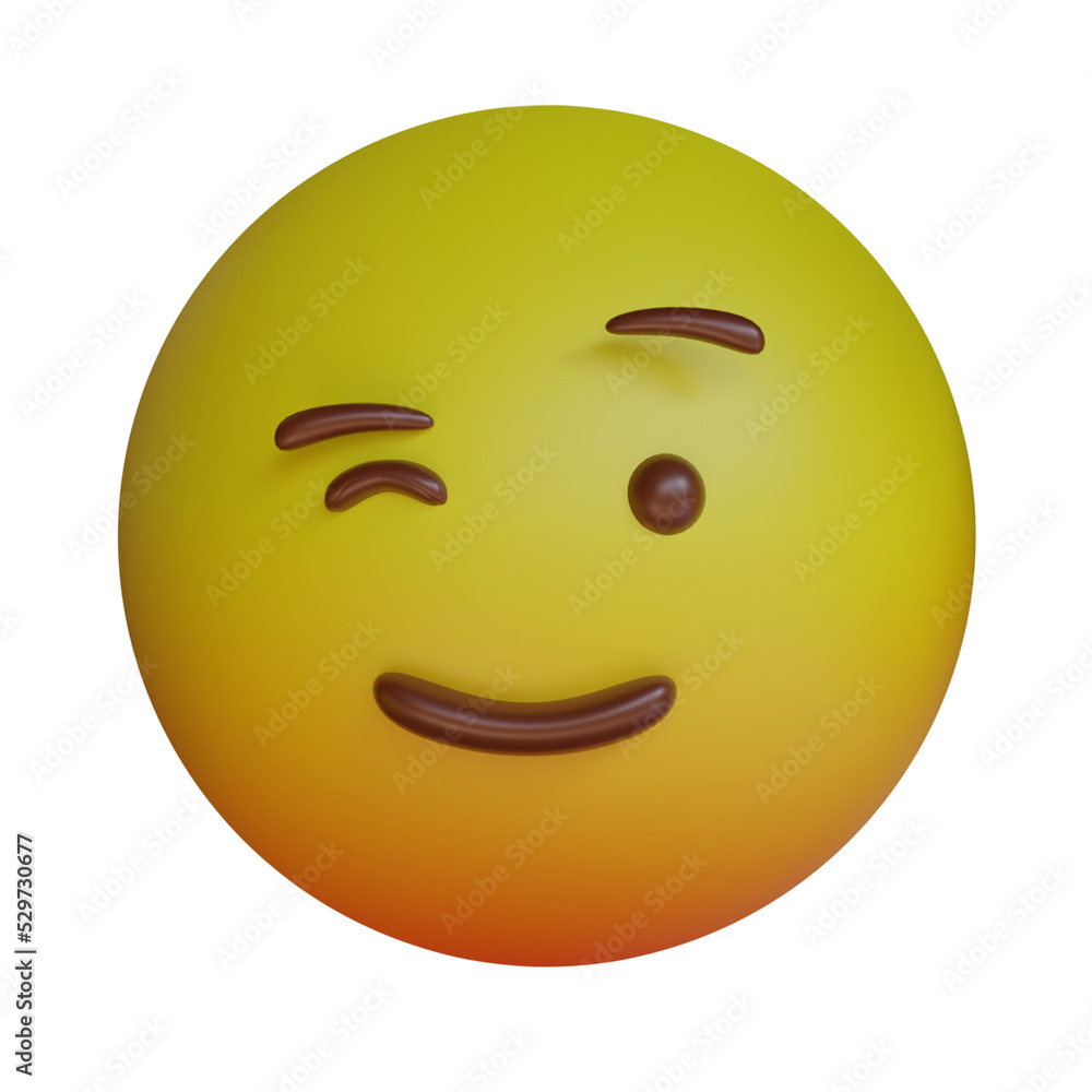 Fototapeta premium 3d render yellow emoji winking emoticon icon