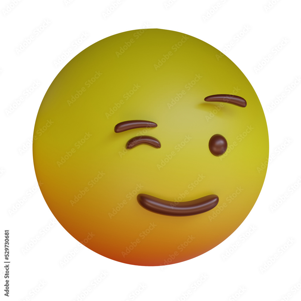 3d render yellow emoji winking emoticon icon 3d render yellow emoji winking emoticon icon