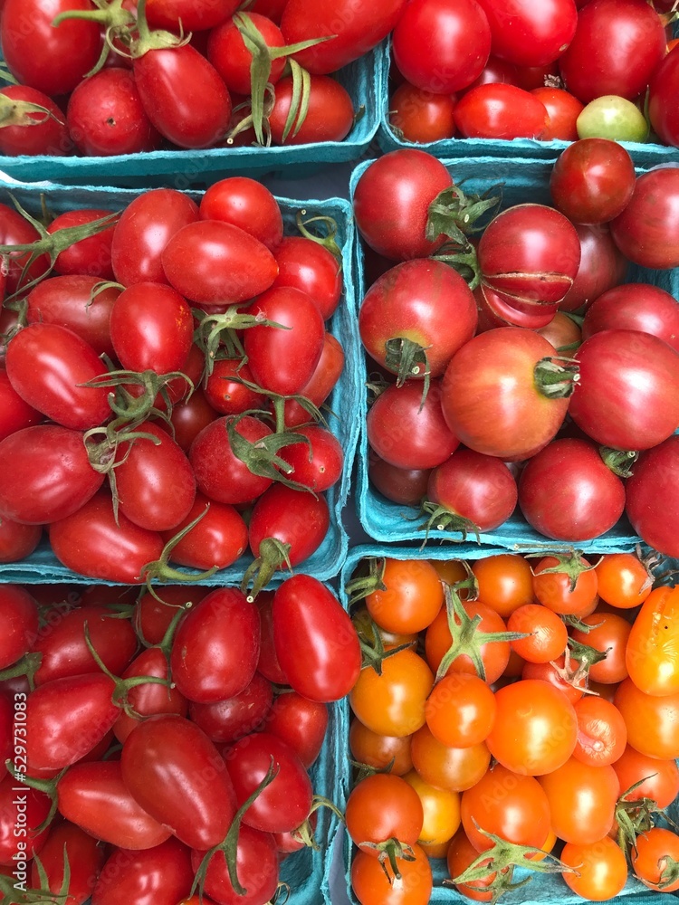 Tomatoes on sale at the Farmer's Market