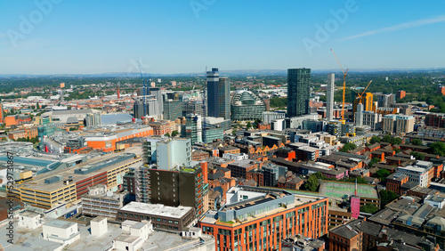 Aerial view over the city of Manchester - drone photography