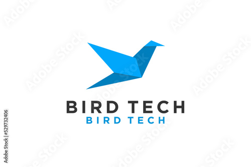 Bird origami dove logo design modern technology icon symbol app creative