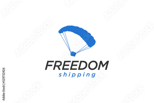 Parachute shipping cargo logo design paragliding flight delivery freedom icon symbol modern 