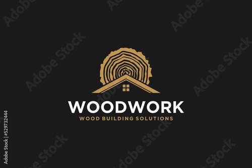Wood work log house logo design carpenter lumberjack icon symbol simple illustration