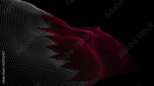 Seamless looping animated digital flag of Qatar overlay rendered of points in 4K resolution including luma matte