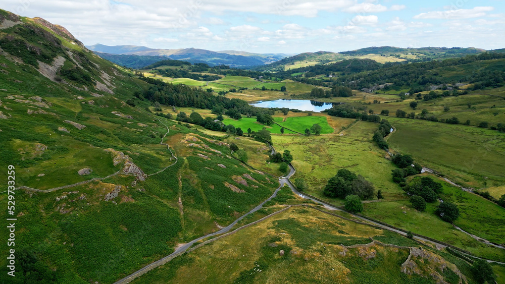 Amazing landscape of Lake District National Park from above - drone photography