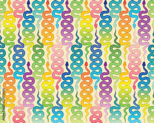 Rainbow snakes seamless pattern