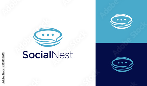 Bubble chat nest logo design